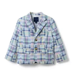Janie and Jack Blazers & Vests|Jackets & Coats-The Plaid Patchwork Blazer light blue plaid