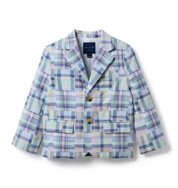 Janie and Jack Blazers & Vests|Jackets & Coats-The Plaid Patchwork Blazer light blue plaid