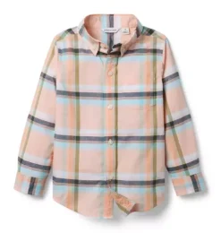 Janie and Jack Shirts-The Plaid Shirt salmon pink plaid