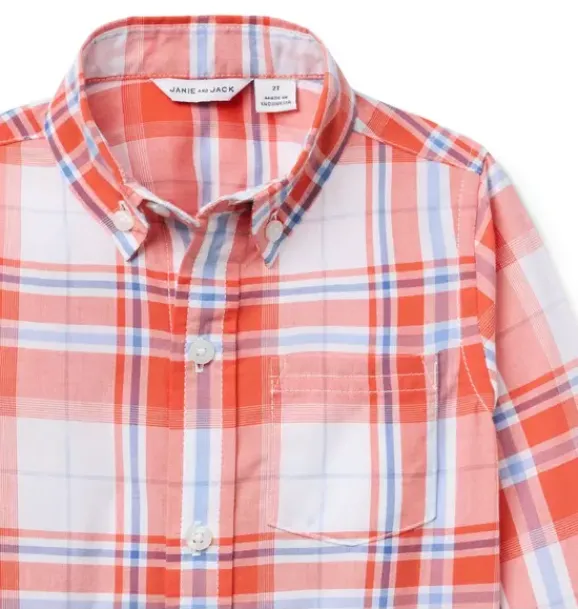 Janie and Jack Shirts-The Plaid Shirt vibrant poppy plaid