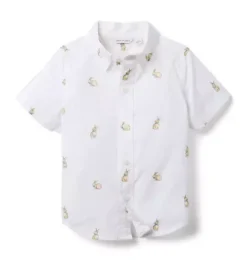 Janie and Jack Suiting|Shirts-The Poplin Bunny Shirt white bunny