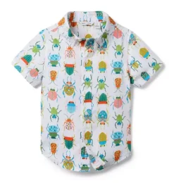 Janie and Jack Shirts-The Poplin Shirt white bug friends
