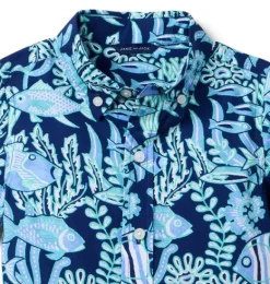Janie and Jack Family Matching|Swim Outfits-The Poplin Shirt dark blue fish