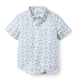 Janie and Jack Swim Outfits|Matching Sets-The Poplin Shirt white anchor