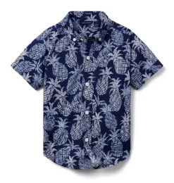 Janie and Jack Shirts|Swim Outfits-The Poplin Shirt merchant marine pineapple