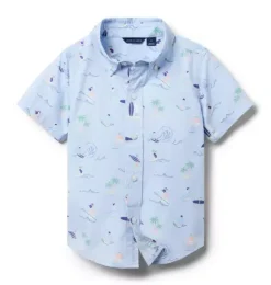 Janie and Jack Swim Outfits|Shirts-The Poplin Shirt heather blue surfer