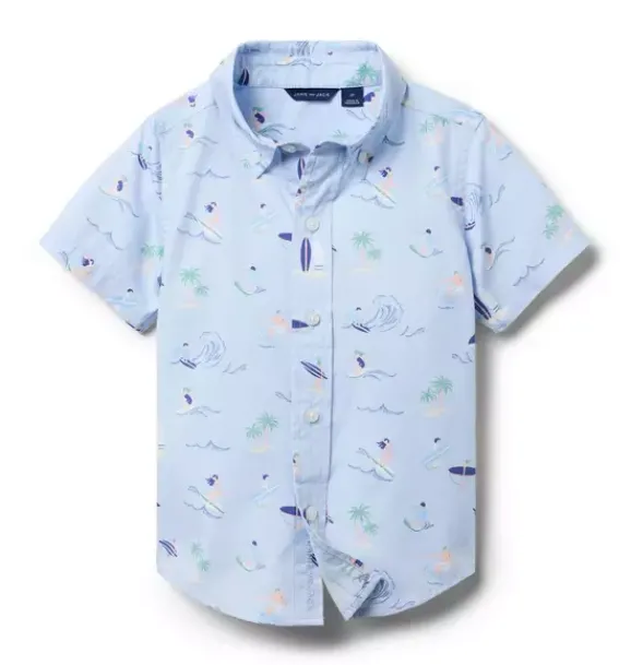Janie and Jack Swim Outfits|Shirts-The Poplin Shirt heather blue surfer