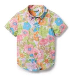 Janie and Jack Family Matching|Swim Outfits-The Poplin Shirt white floral