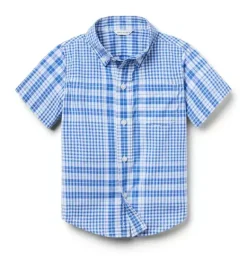 Janie and Jack Boy|Shirts-The Poplin Shirt surf blue plaid
