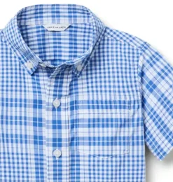Janie and Jack Boy|Shirts-The Poplin Shirt surf blue plaid