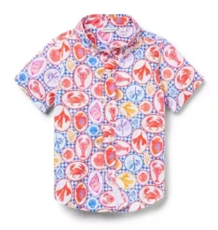 Janie and Jack Family Matching|Swim Outfits-The Poplin Shirt white ocean icon