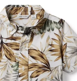 Janie and Jack Swim Outfits|Matching Sets-The Poplin Shirt white leaf