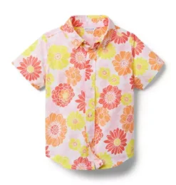 Janie and Jack Swim Outfits|Matching Sets-The Poplin Shirt jet ivory floral