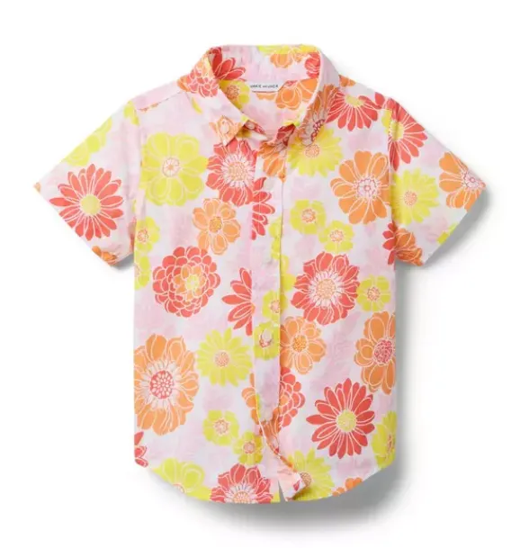 Janie and Jack Swim Outfits|Matching Sets-The Poplin Shirt jet ivory floral