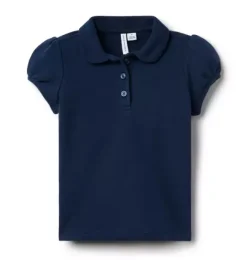 Janie and Jack Short Sleeve Tops-The Puff Sleeve Polo merchant marine