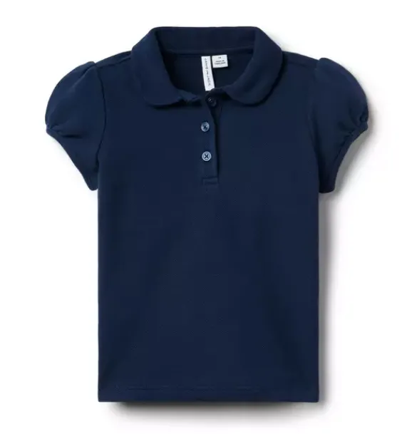 Janie and Jack Short Sleeve Tops-The Puff Sleeve Polo merchant marine