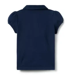 Janie and Jack Short Sleeve Tops-The Puff Sleeve Polo merchant marine