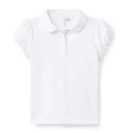 Janie and Jack Short Sleeve Tops-The Puff Sleeve Polo white