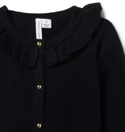 Janie and Jack Sweaters & Sweatshirts-The Ruffle Collar Cardigan black