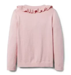 Janie and Jack Sweaters & Sweatshirts-The Ruffle Collar Cardigan pale pink