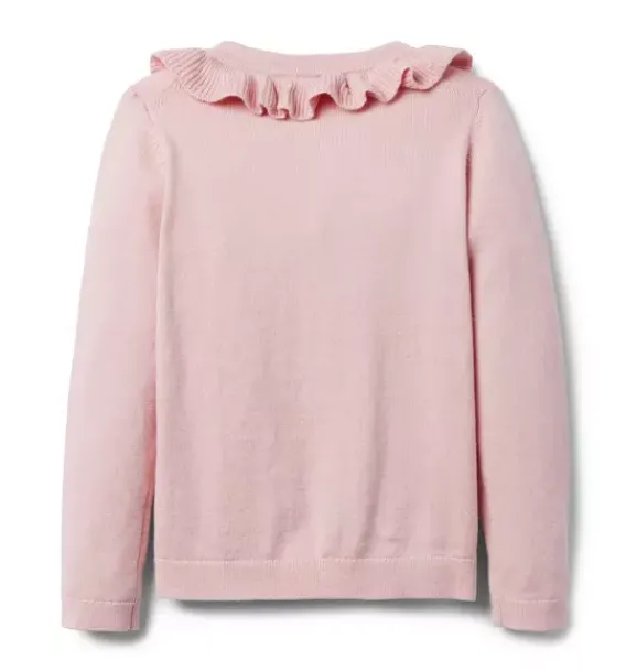 Janie and Jack Sweaters & Sweatshirts-The Ruffle Collar Cardigan pale pink