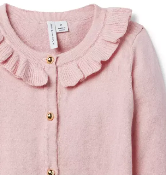 Janie and Jack Sweaters & Sweatshirts-The Ruffle Collar Cardigan pale pink