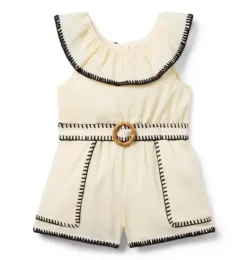 Janie and Jack Rompers & Jumpsuits-The Ruffle Explorer Romper freshwater pearl