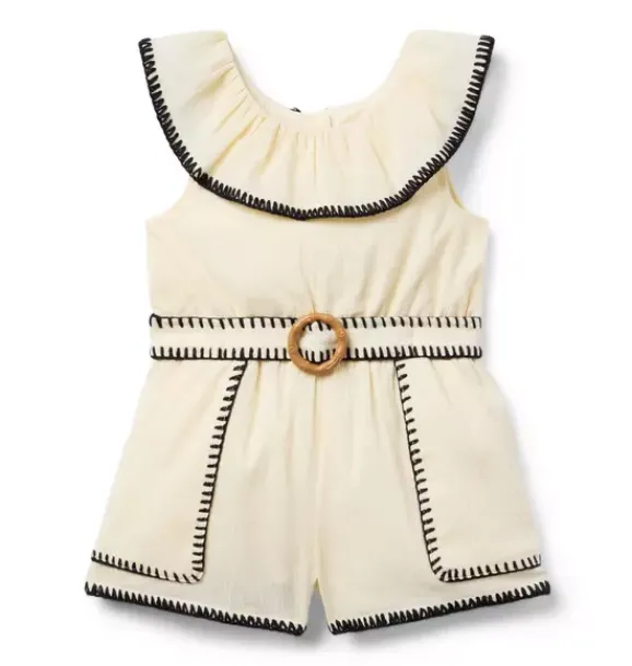 Janie and Jack Rompers & Jumpsuits-The Ruffle Explorer Romper freshwater pearl