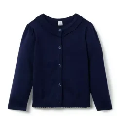 Janie and Jack Sweaters & Sweatshirts-The Scallop Trim Cardigan merchant marine