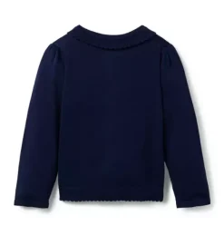 Janie and Jack Sweaters & Sweatshirts-The Scallop Trim Cardigan merchant marine