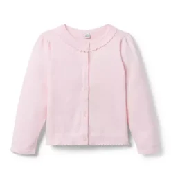 Janie and Jack Sweaters & Sweatshirts-The Scallop Trim Cardigan light pink