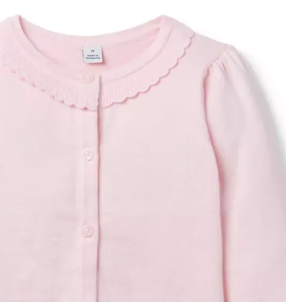 Janie and Jack Sweaters & Sweatshirts-The Scallop Trim Cardigan light pink