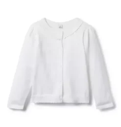 Janie and Jack Sweaters & Sweatshirts-The Scallop Trim Cardigan white