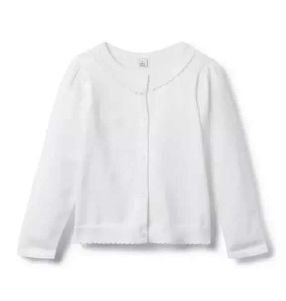 Janie and Jack Sweaters & Sweatshirts-The Scallop Trim Cardigan white