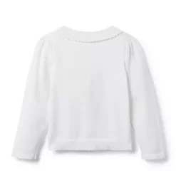 Janie and Jack Sweaters & Sweatshirts-The Scallop Trim Cardigan white