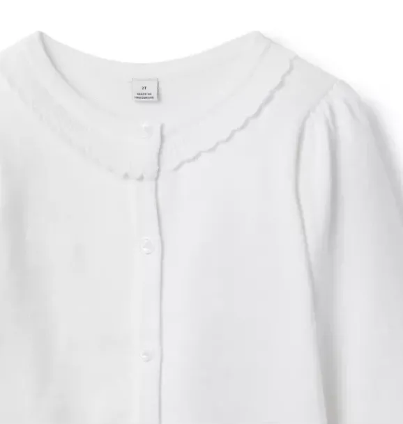 Janie and Jack Sweaters & Sweatshirts-The Scallop Trim Cardigan white