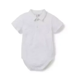 Janie and Jack Tops & Bodysuits-The Slub Polo Baby Bodysuit white