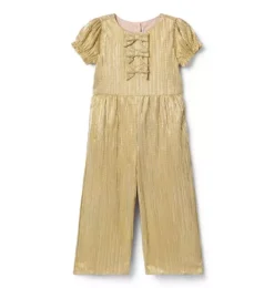 Janie and Jack Rompers & Jumpsuits-The Sparkle Bow Jumpsuit gold