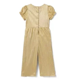 Janie and Jack Rompers & Jumpsuits-The Sparkle Bow Jumpsuit gold