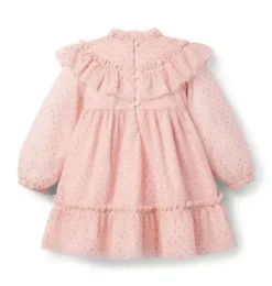 Janie and Jack Dresses-The Sparkle Dot Dress peach candy dot