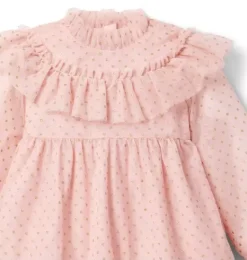 Janie and Jack Dresses-The Sparkle Dot Dress peach candy dot