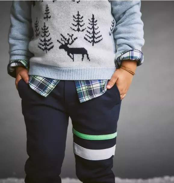 Janie and Jack Pants-The Stripe French Terry Jogger merchant marine