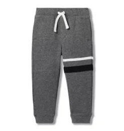 Janie and Jack Pants-The Stripe French Terry Jogger charcoal heather