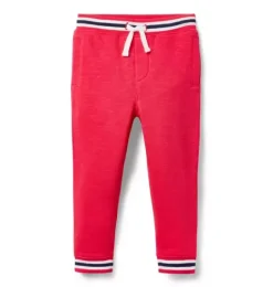 Janie and Jack Pants-The Stripe French Terry Jogger bright red