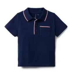 Janie and Jack Polos-The Stripe Pocket Polo merchant marine