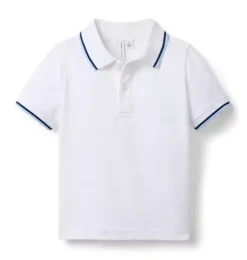 Janie and Jack Polos-The Stripe Trim Polo white