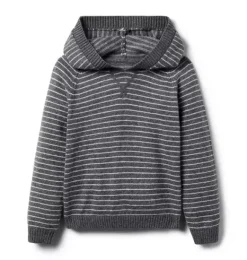 Janie and Jack Sweaters & Sweatshirts-The Striped Hooded Sweater charcoal heather stripe