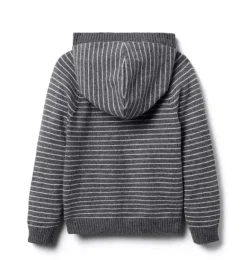 Janie and Jack Sweaters & Sweatshirts-The Striped Hooded Sweater charcoal heather stripe