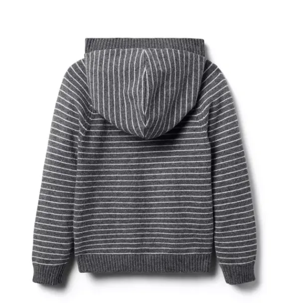 Janie and Jack Sweaters & Sweatshirts-The Striped Hooded Sweater charcoal heather stripe