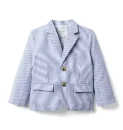 Janie and Jack Blazers & Vests|Suiting-The Striped Seersucker Blazer atlantic blue stripe